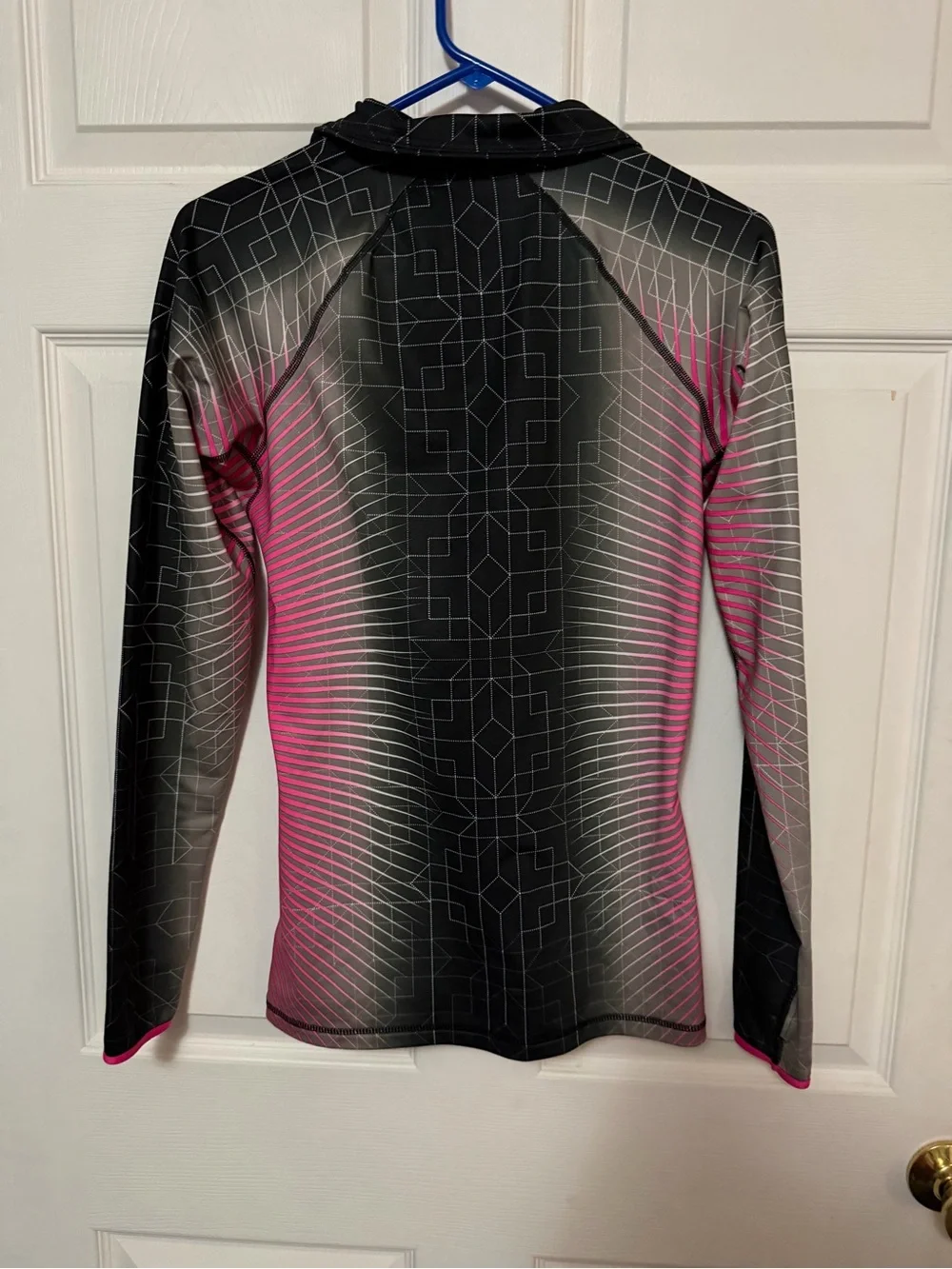 Nike Pro Women’s Black and Pink Long-Sleeve Zip Performance Shirt